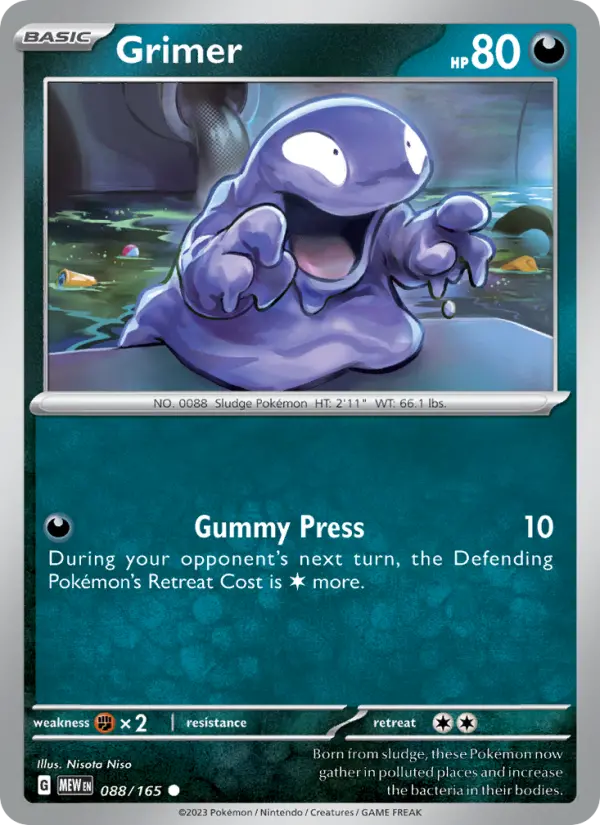 Grimer Reverse Holo 088/165 151 Pokémon Card