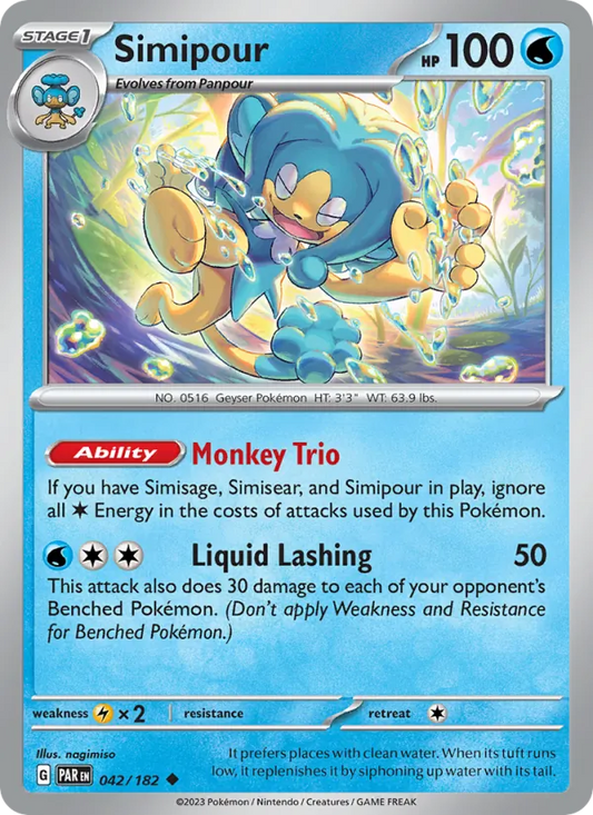 Simipour Normal 042/182 Paradox Rift Pokémon Card
