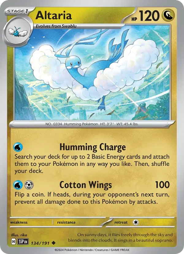 Altaria Reverse Holo 134/191 Surging Sparks Pokémon Card