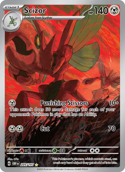 Scizor Holo 205/197 Obsidian Flames Pokémon Card