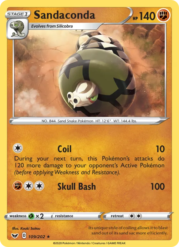 Sandaconda Reverse Holo 109/202 Sword & Shield Pokémon Card