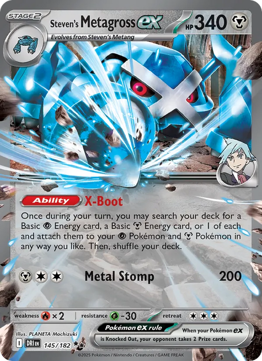 Steven's Metagross ex Holo 145/182 Destined Rivals Pokémon Card