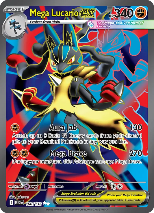 Mega Lucario ex Holo 160/132 Mega Evolution Pokémon Card