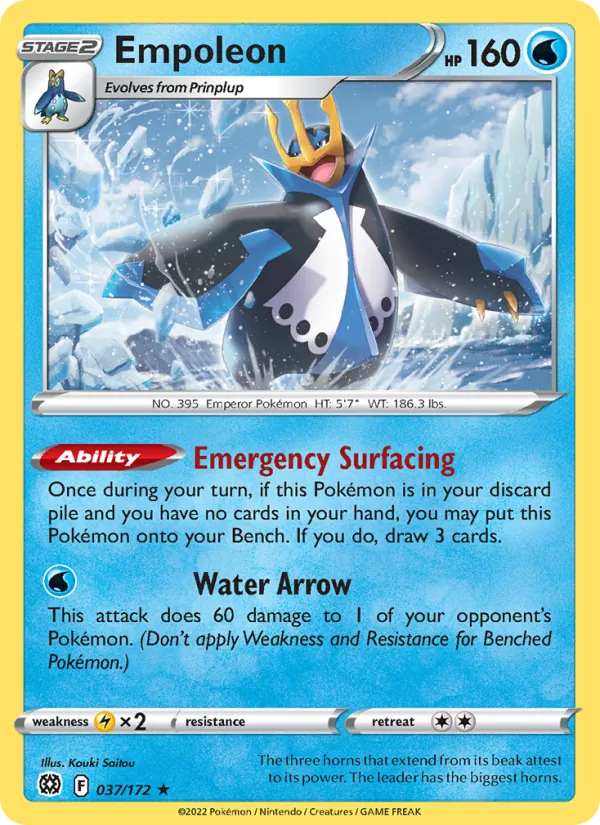 Empoleon Reverse Holo 037/172 Brilliant Stars Pokémon Card