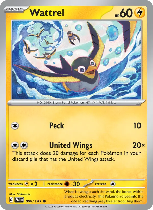 Wattrel Non-Foil 080/193 Paldea Evolved Pokémon Card