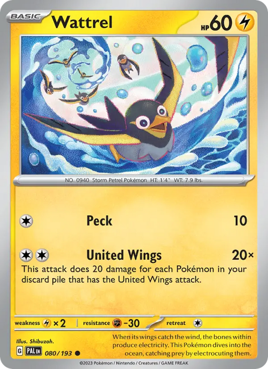 Wattrel Non-Foil 080/193 Paldea Evolved Pokémon Card