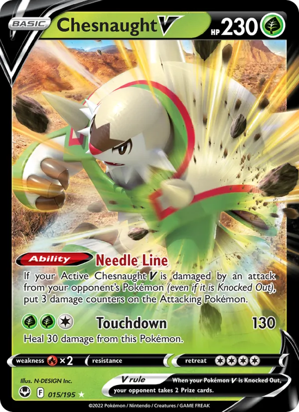 Chesnaught V Holo 015/195 Silver Tempest Pokémon Card