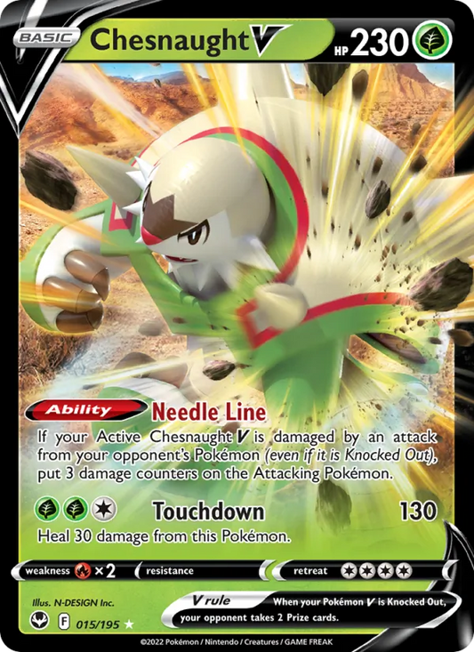 Chesnaught V Holo 015/195 Silver Tempest Pokémon Card