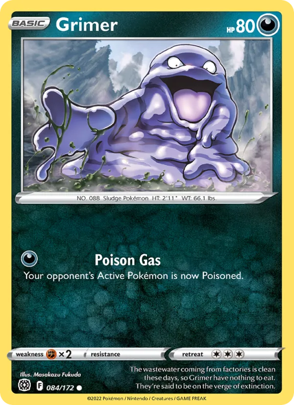 Grimer Reverse Holo 084/172 Brilliant Stars Pokémon Card