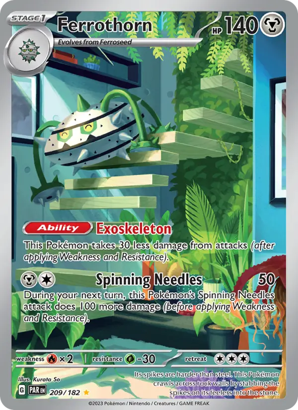 Ferrothorn Holo 209/182 Paradox Rift Pokémon Card