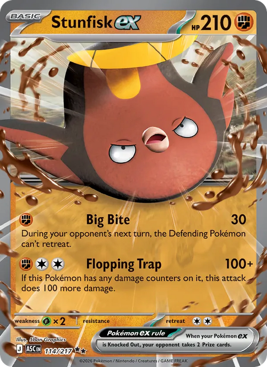 Stunfisk ex Holo 114/217 Ascended Heroes Pokémon Card