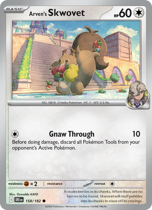Arven's Skwovet Normal 158/182 Destined Rivals Pokémon Card