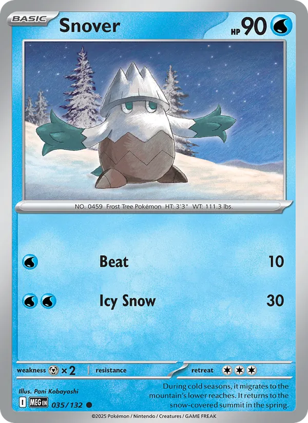 Snover Non-Holo 035/132 Mega Evolution Pokémon Card