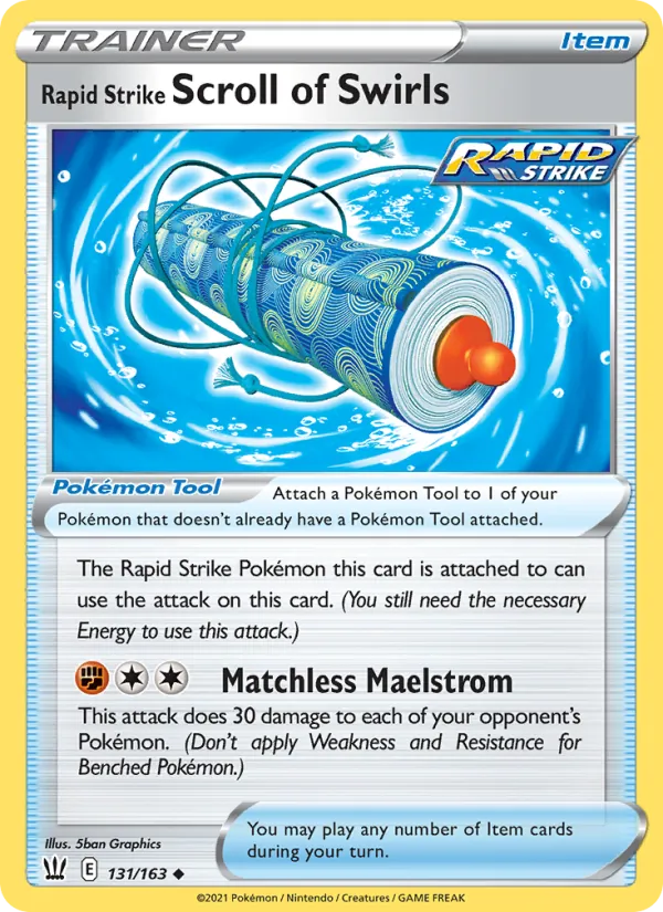 Rapid Strike Scroll of Swirls Reverse Holo 131/163 Battle Styles Pokémon Card