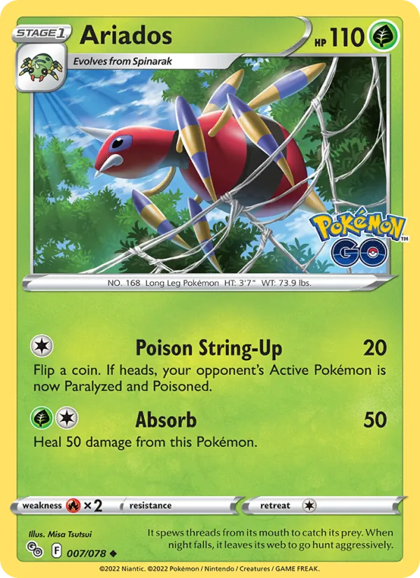 Ariados Reverse Holo 007/78 Pokémon GO Pokémon Card