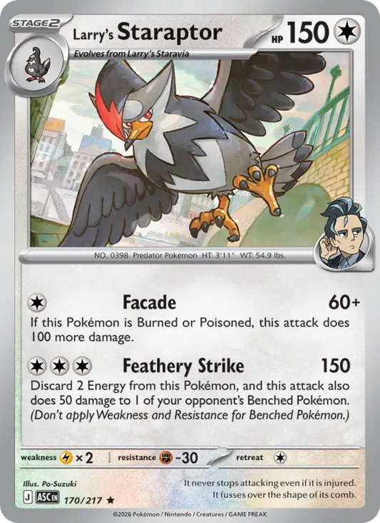 Larry's Staraptor Reverse Holo 170/217 Ascended Heroes Pokémon Card
