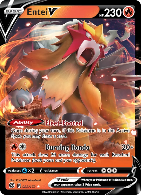 Entei V Holo 022/172 Brilliant Stars Pokémon Card