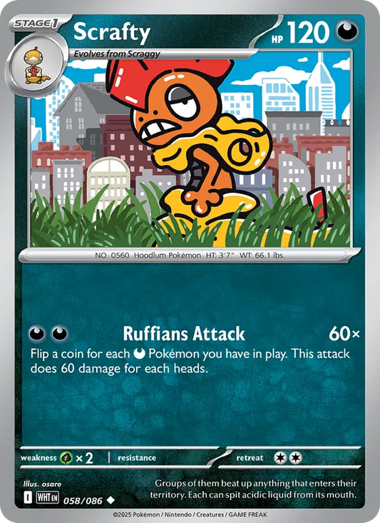 Scrafty Normal 058/86 White Flare Pokémon Card