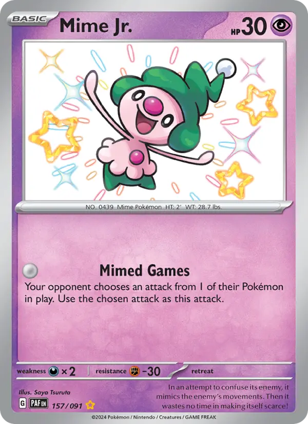 Mime Jr. Holo 157/91 Paldean Fates Pokémon Card