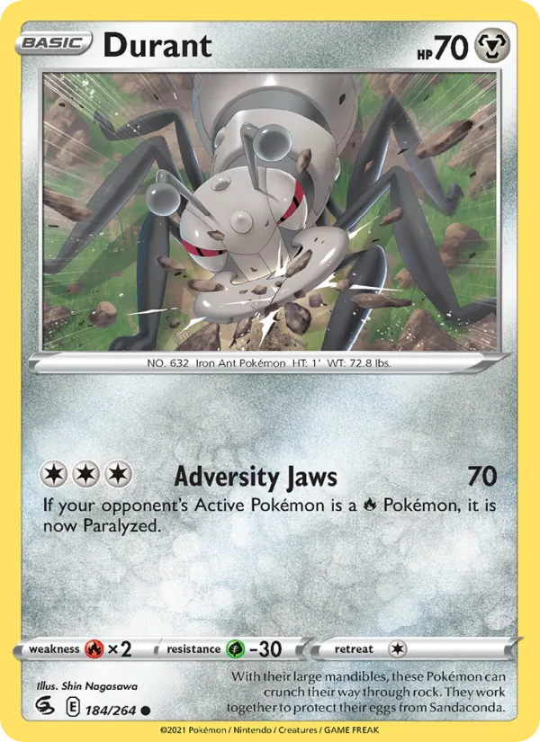 Durant Reverse Holo 184/264 Fusion Strike Pokémon Card