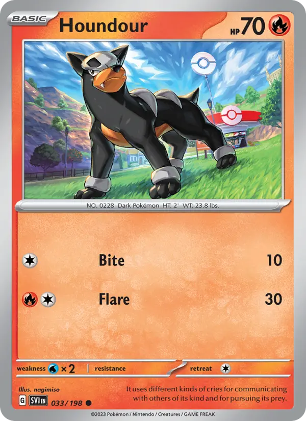 Houndour Non-Foil 033/198 Scarlet & Violet Pokémon Card