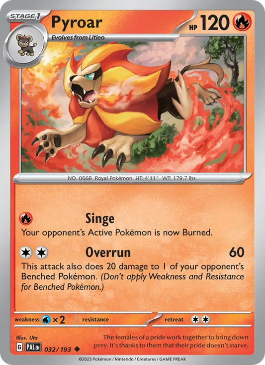 Pyroar Normal 032/193 Paldea Evolved Pokémon Card