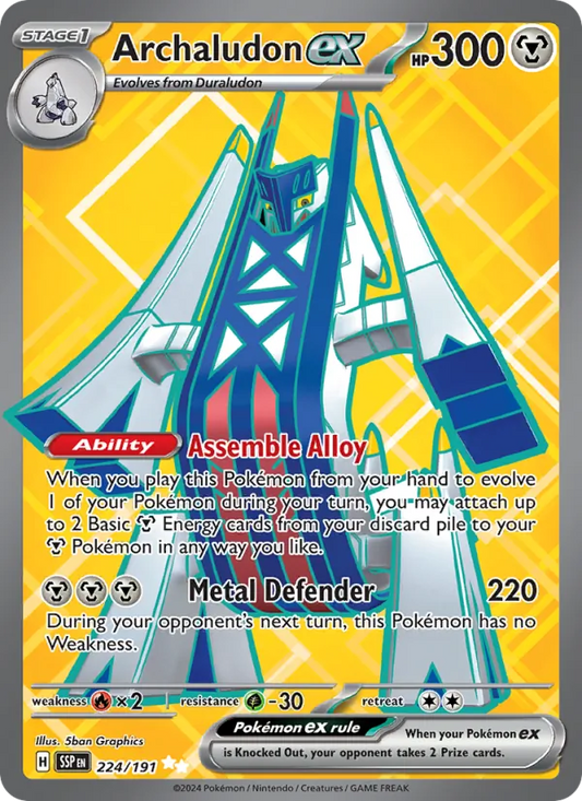 Archaludon ex Holo 224/191 Surging Sparks Pokémon Card