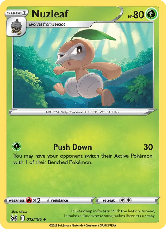 Nuzleaf Reverse Holo 012/196 Lost Origin Pokémon Card
