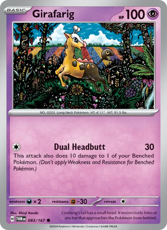 Girafarig Normal 083/167 Twilight Masquerade Pokémon Card