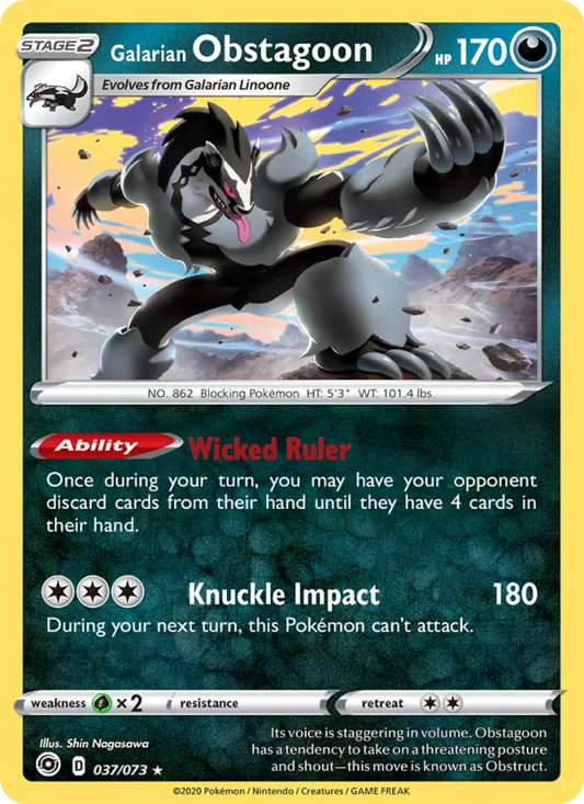 Galarian Obstagoon Reverse Holo 037/73 Champion's Path Pokémon Card