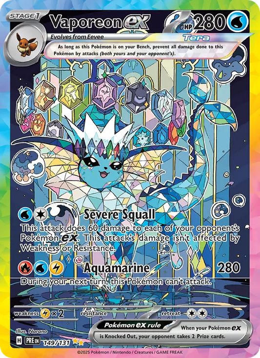 Vaporeon ex Holo 149/131 Prismatic Evolutions Pokémon Card