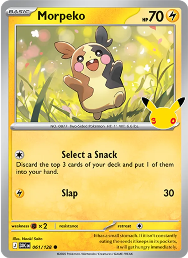 Morpeko Normal 061/128 30th Celebration Pokémon Card