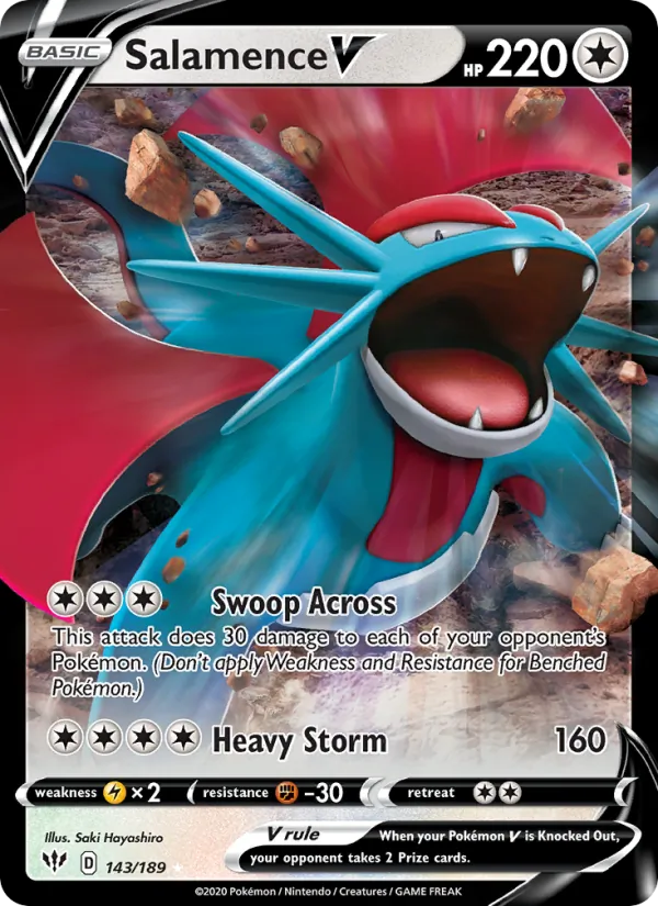 Salamence V Holo 143/189 Darkness Ablaze Pokémon Card