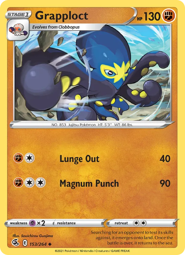 Grapploct Reverse Holo 153/264 Fusion Strike Pokémon Card