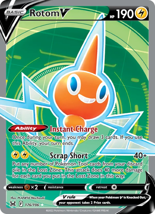 Rotom V Holo 176/196 Lost Origin Pokémon Card
