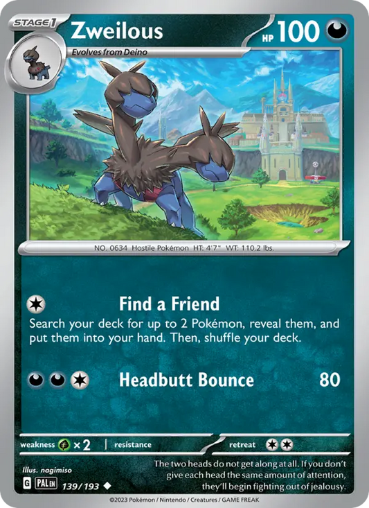 Zweilous Non-Foil 139/193 Paldea Evolved Pokémon Card