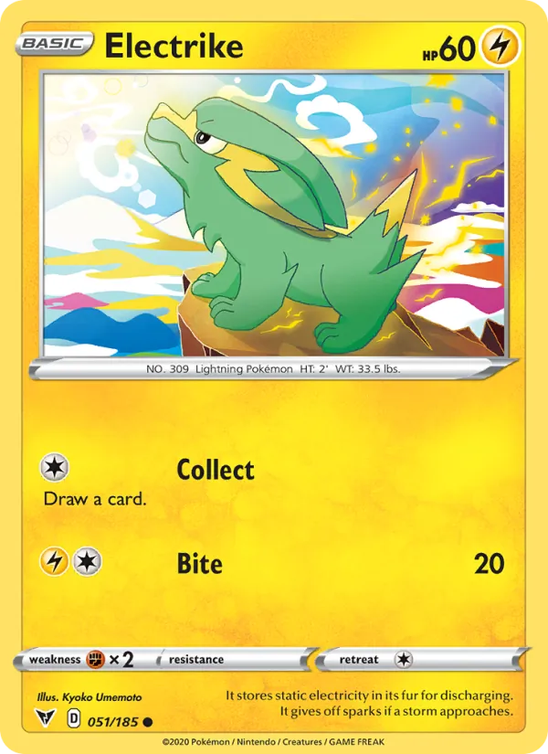 Electrike Reverse Holo 051/185 Vivid Voltage Pokémon Card