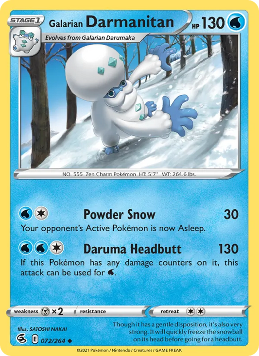 Galarian Darmanitan Reverse Holo 072/264 Fusion Strike Pokémon Card