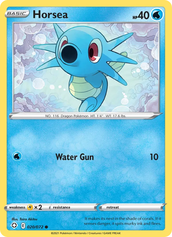 Horsea Reverse Holo 020/72 Shining Fates Pokémon Card