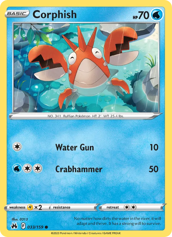 Corphish Reverse Holo 033/159 Crown Zenith Pokémon Card