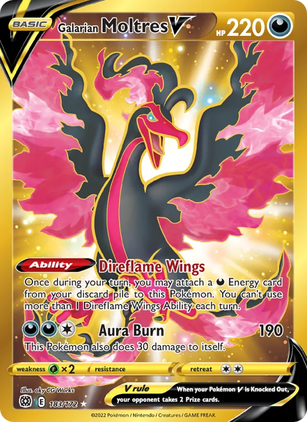 Galarian Moltres V Holo 183/172 Brilliant Stars Pokémon Card