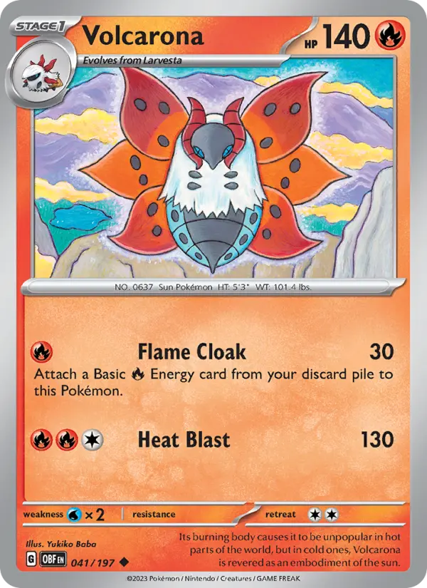 Volcarona Reverse Holo 041/197 Obsidian Flames Pokémon Card