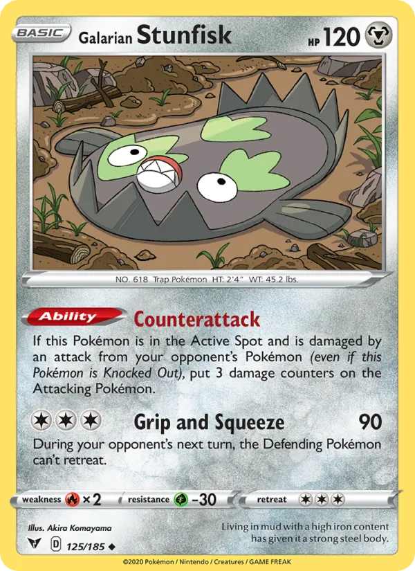 Galarian Stunfisk Reverse Holo 125/185 Vivid Voltage Pokémon Card