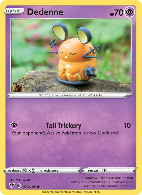 Dedenne Reverse Holo 077/185 Vivid Voltage Pokémon Card