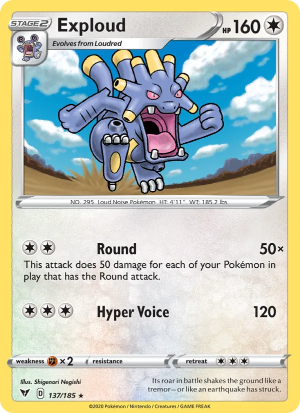 Exploud Reverse Holo 137/185 Vivid Voltage Pokémon Card
