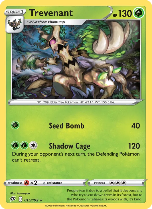 Trevenant Reverse Holo 015/192 Rebel Clash Pokémon Card