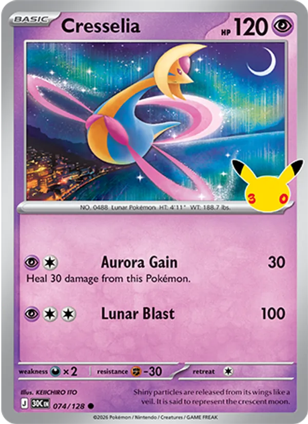 Cresselia Normal 074/128 30th Celebration Pokémon Card