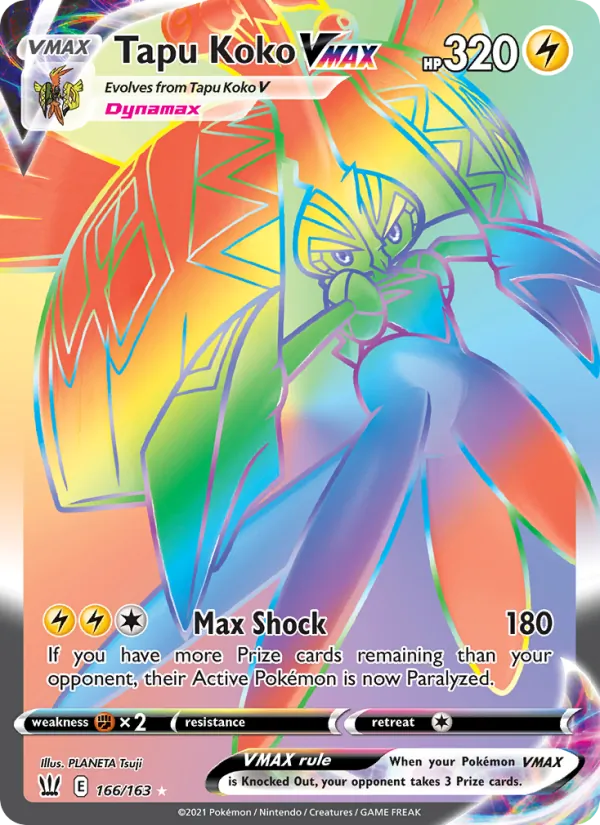 Tapu Koko VMAX Holo 166/163 Battle Styles Pokémon Card
