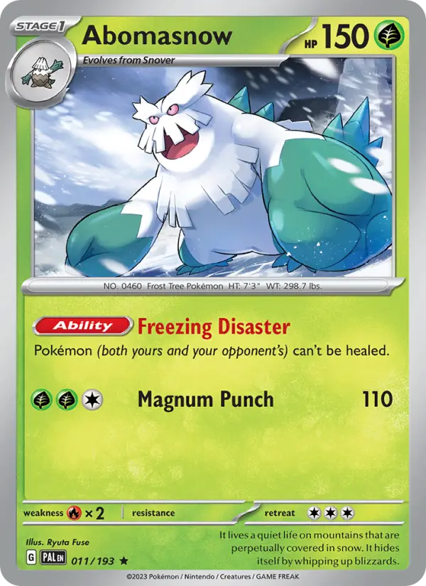Abomasnow Holo 011/193 Paldea Evolved Pokémon Card