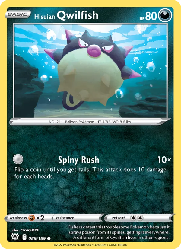 Hisuian Qwilfish Reverse Holo 089/189 Astral Radiance Pokémon Card